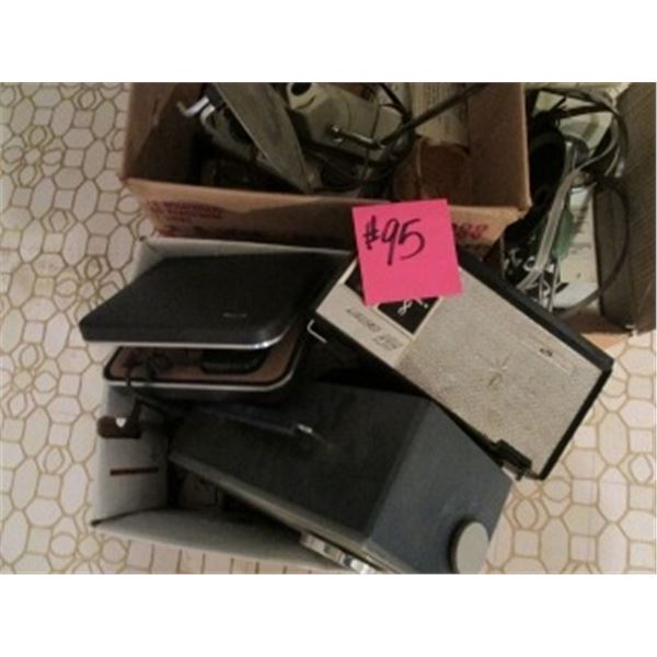 TV ANTENNA, ALARM CLOCK, PHILIPS ELECTRIC RAZOR IN CASE, SCHICK RAZOR, REMINGTON RAZOR, SONY RADIO