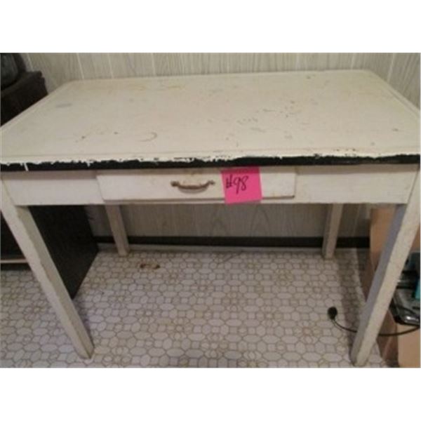 ENAMEL TOP TABLE WITH DRAWER