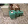 Image 2 : TEAL CANISTER SET, ALUMINUM PIE PLATES, PLASTIC CUPS, PLASTIC BOWLS