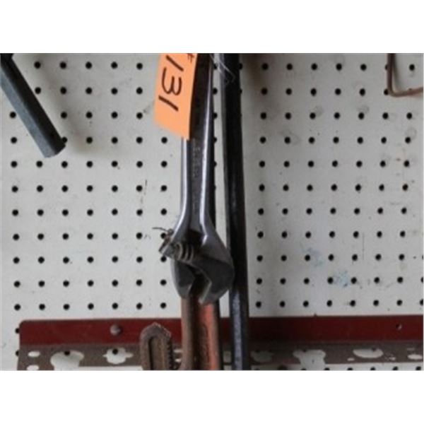 CRESCENT WRENCH, PIPE WRENCH AND CROW BAR
