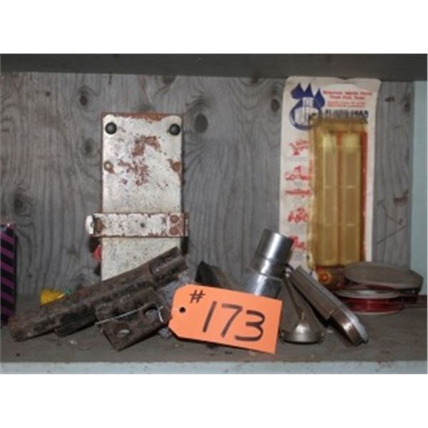 STEEL HINGES, OLD FLARES, OIL FILTERS, CAULKING