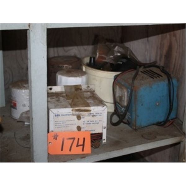 2 OLD BATTERY CHARGERS, RESPIRATORS, PLASTIC MOULDINGS