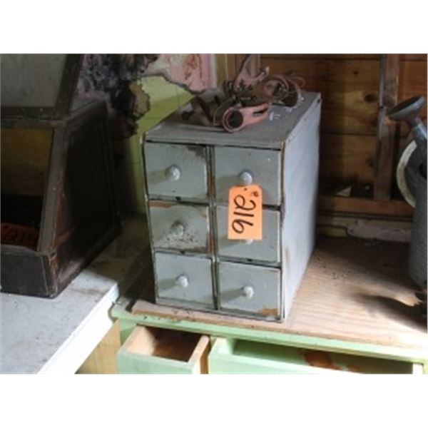 6 DRAWER CABINET C/W BOLTS & MISC