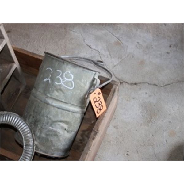 OLD WELL PAIL & WOOD CRATES