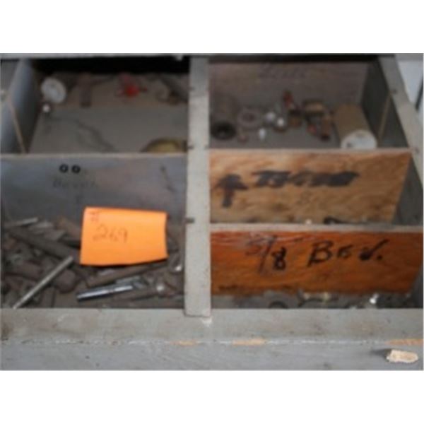 BOLTS, DRILL BITS & MISC IN GREY COUNTER