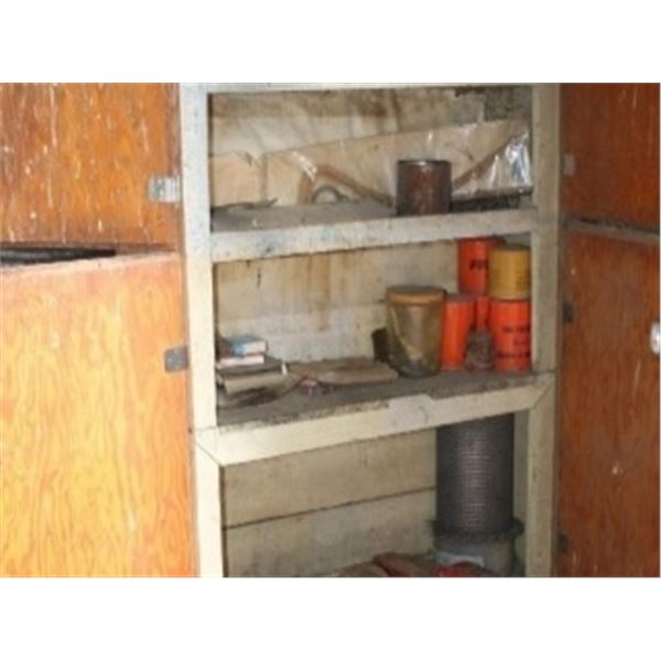 WOOD CABINET C/W FILTERS & MISC