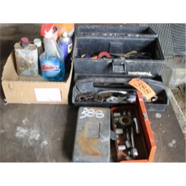 TOOLS, CLEANERS ON PLYWOOD