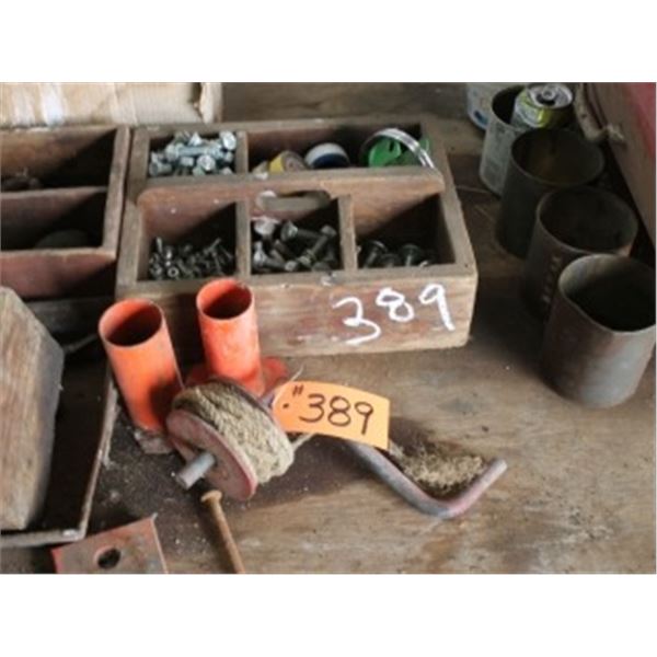 MISC ON NORTH END OF PLYWOOD TABLE