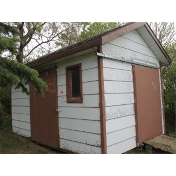 APPROX 16'4" X 10'4" GARDEN SHED C/W 2 X 57" DOORS (VERY WELL BUILT)