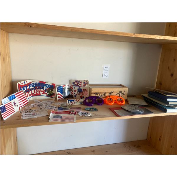 Stickers, glasses, flight guide A