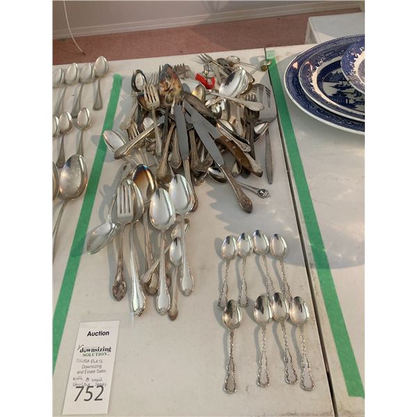 8 Sterling silver spoons,and silver plate flatware cutlery. A