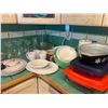 Image 1 : Stemware, plates, pryex cookware. A