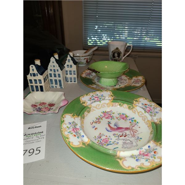 Shelley square dish and assorted China cat a