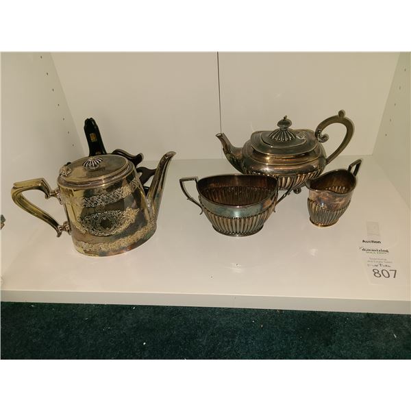 Silver plated tea set cat a