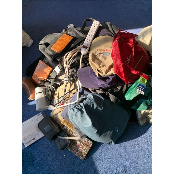 Large assortment of bags hats and accessories cat a