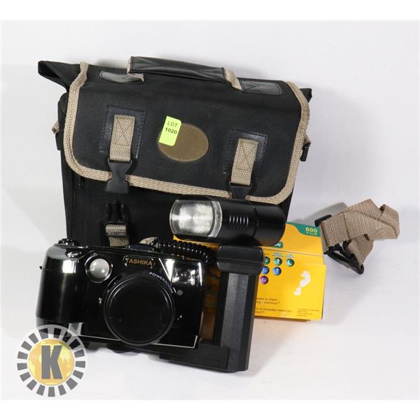 VINTAGE TASHIKA FILM CAMERA WITH ACCESSORIES