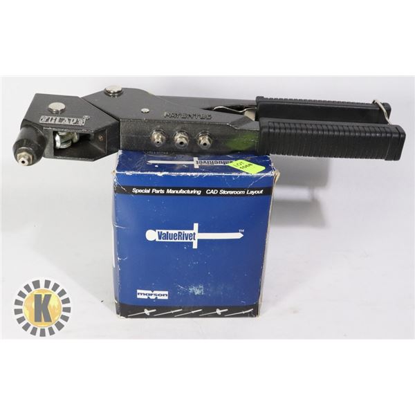 CLAP RIVETER SOLD WITH BOX OF RIVETS