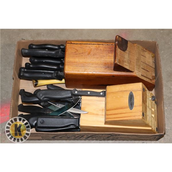 BOX OF KITCHEN KNIVES