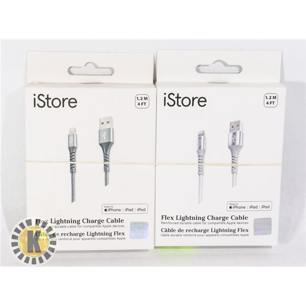 TWO FLEX LIGHTNING CHARGE CABLES