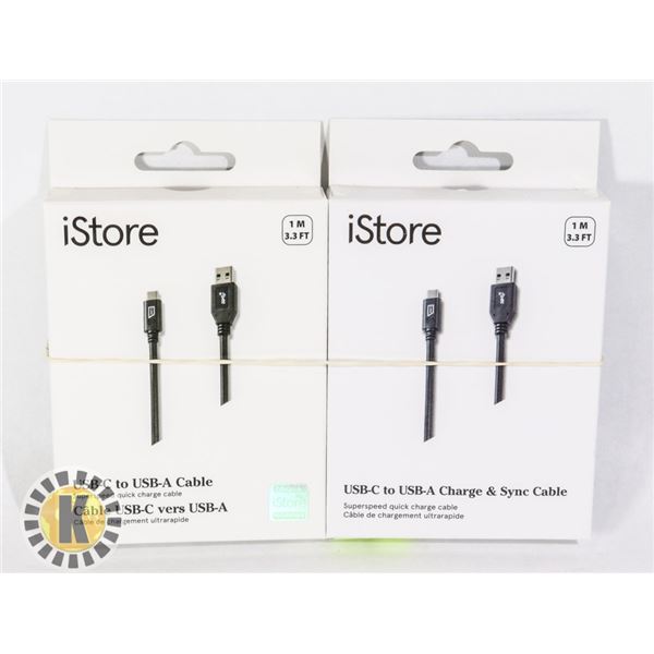 TWO USB C TO USB A CABLES
