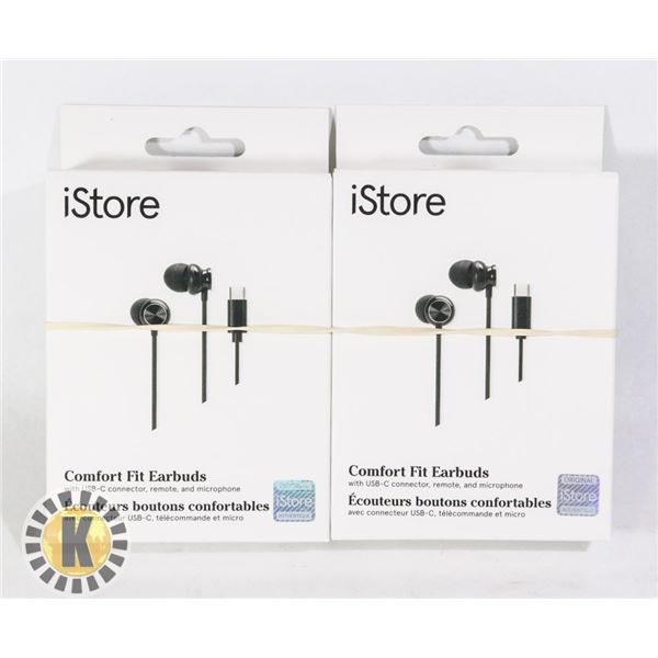 TWO COMFORT FIT EARBUDS WITH USB C CONNECTOR