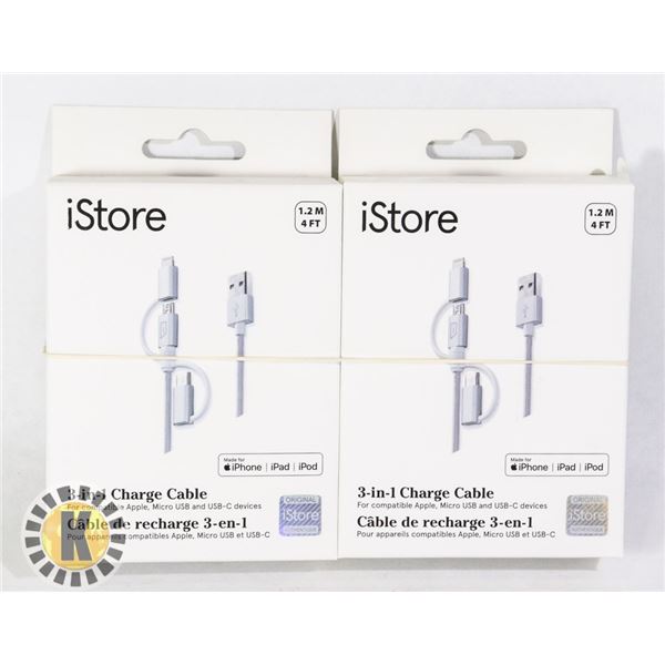 TWO 3 IN 1 CHARGE CABLES