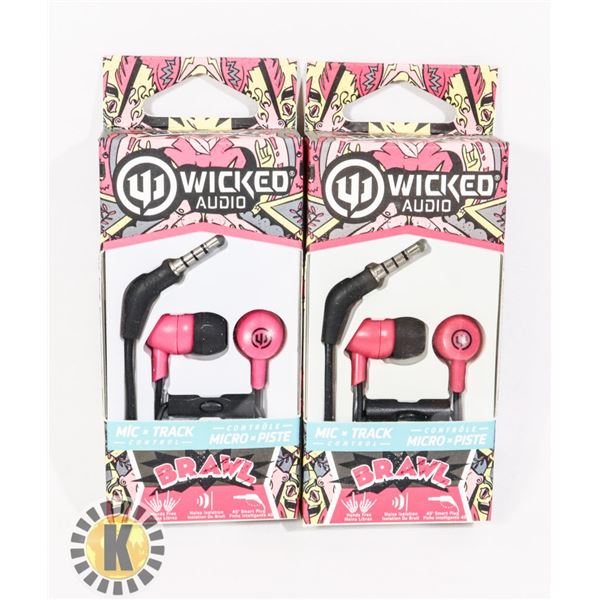 TWO SETS OF NEW WICKED AUDIO HEADPHONES