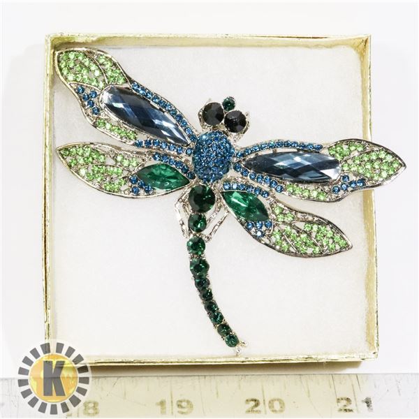 DRAGONFLY RHINESTONE BROOCH