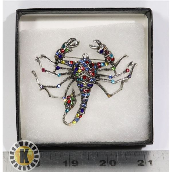 SCORPION RHINESTONE BROOCH