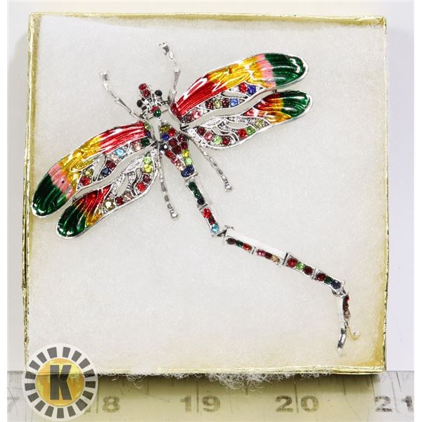 LARGE DRAGONFLY RHINESTONE BROOCH