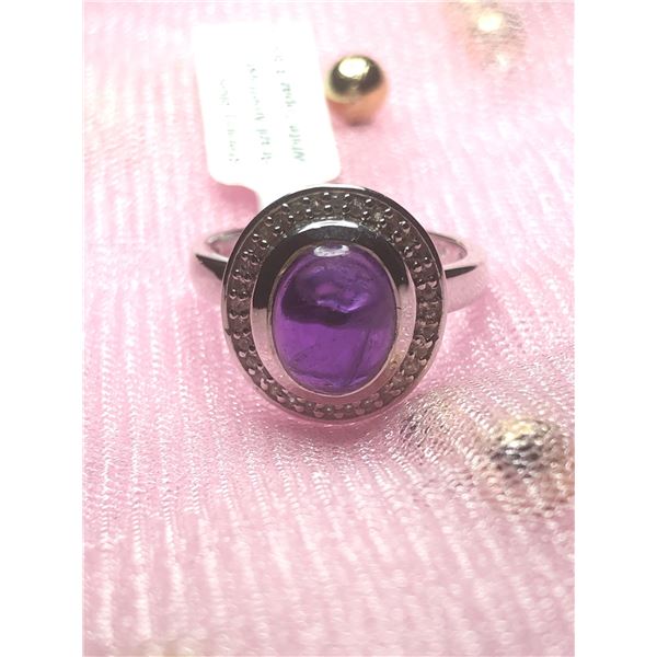 SILVER AMETHYST AND WHITE TOPAZ 3.3CT RING
