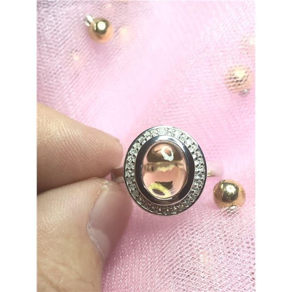 SILVER CITRINE AND WHITE TOPAZ(3.3CT) RING