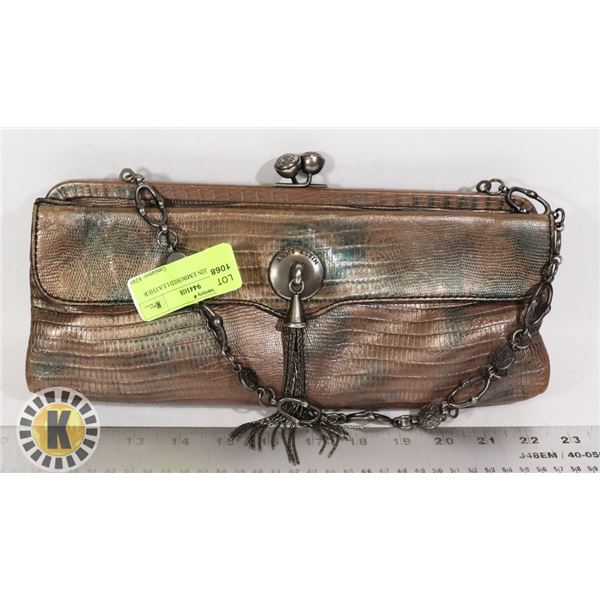 ANNE KLEIN EMBOSSED LEATHER CLUTCH