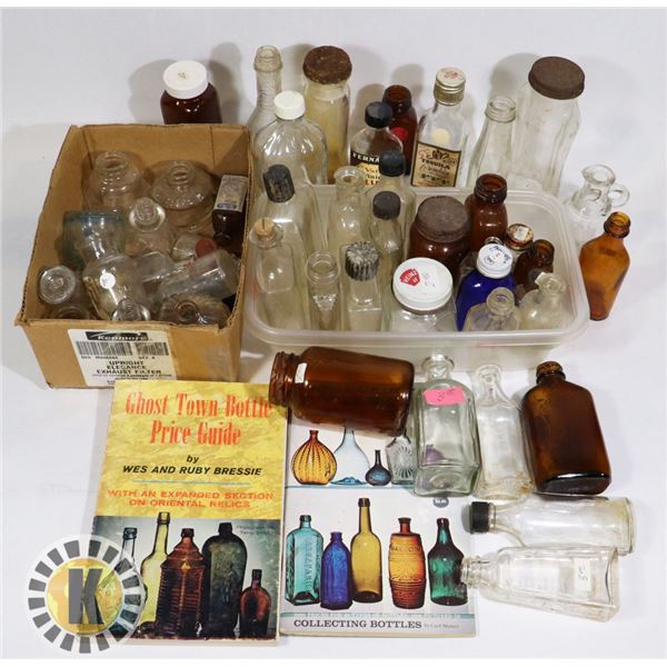 LARGE ESTATE BOX OF VINTAGE BOTTLES AND MANUAL