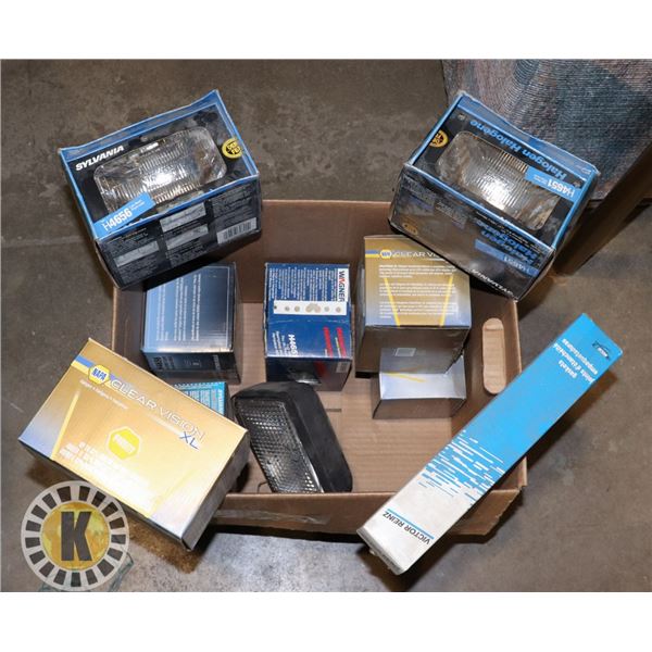 BOX OF 8 HEADLIGHTS AND GASKET