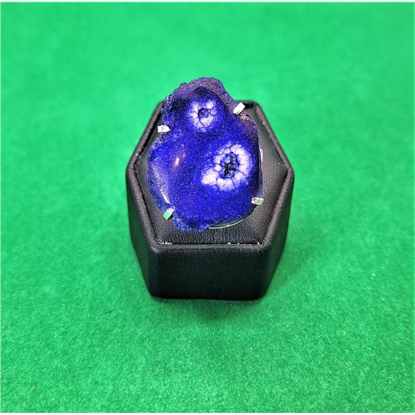 9)  COBALT BLUE SOLAR QUARTZ RING SET IN 925