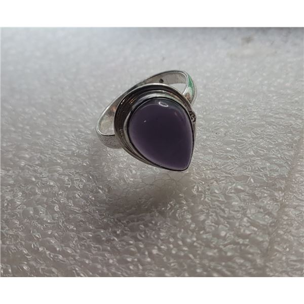 10)  LAB CREATED TEAR DROP AMETHYST RING SET
