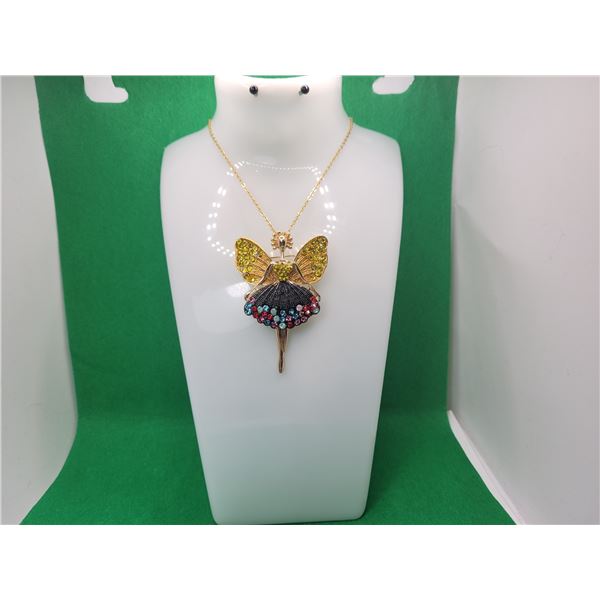 3)  GOLD TONE AND MULTI COLORED CRYSTAL