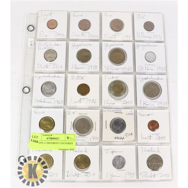 20 COINS 11 DIFFERENT COUNTRIES