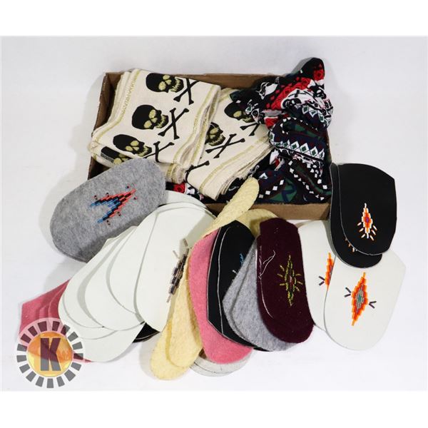 FABRICS  AND EMBROIDERED PIECE FOR MOCCASIN MAKING