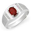 Image 1 : CERTIFIED QUALITY 2.0ctw GARNET MEN'S RING WHITE GOLD