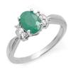 Image 1 : CERTIFIED .96 ctw EMERALD & DIAMOND RING WHITE GOLD