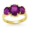 Image 1 : CERTIFIED THREE-STONE 6.15ctw AMETHYST RING YELLOW GOLD