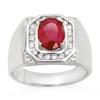 Image 1 : MEN'S 3.60ctw DIAMOND & RUBY RING IN 14KT WHITE GOLD