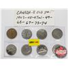 Image 1 : Canada Five Cent (8): 1943; 1945; 1947ML; 1949; 1966; 1967; 1973; 1974