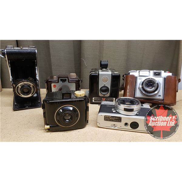 Vintage Cameras :  Brownie Kodak; Brownie Hawkeye; Baby Brownie; Konica C35 Camera; Zeiss 1K5NF Came