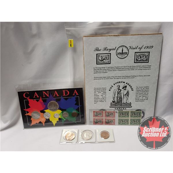 1939 Collector Combo: 1939 Medallions (3); Canada 1939 Coin Set & The Royal Visit of 1939 Stamps & P