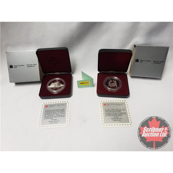 RCM Proof Dollars in Case ~ Collector Combo 2 Pack : Detroit de Davis Strait 1587-1987; 250th Annive