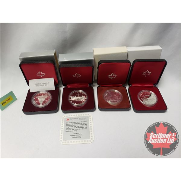 RCM Proof Dollars in Case ~ Collector Combo 4 Pack: 1834-1984 Toronto; 1882-1982 Regina; 1980 Canada