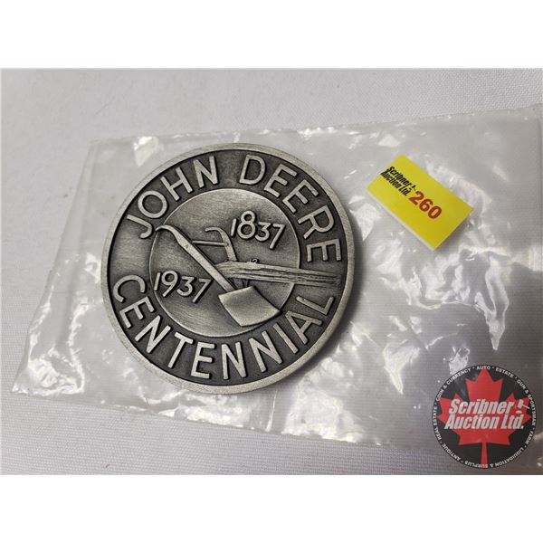 John Deere Centennial 1837-1937 Belt Buckle S/N#272